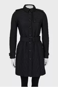 Quilted coat with belt