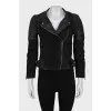 Leather jacket with quilted elements