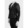 Leather jacket with quilted elements