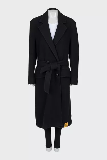 Black coat with belt