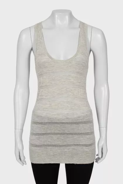 Long cashmere and silk tank top