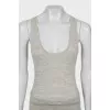 Long cashmere and silk tank top