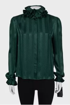 Green silk blouse