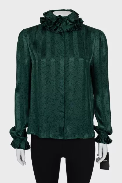 Green silk blouse