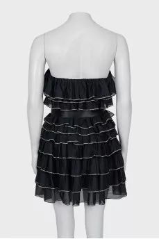 Dress with frills decorated with rhinestones