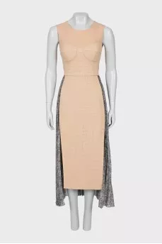 Two-tone pleated dress
