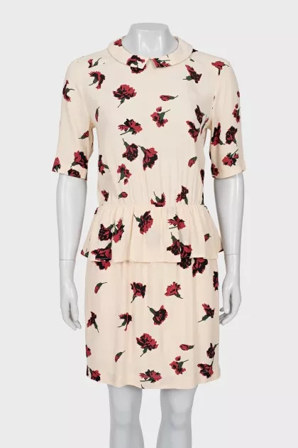 Beige dress with floral print