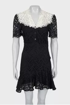Black lace dress with white collar