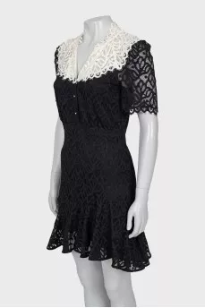 Black lace dress with white collar