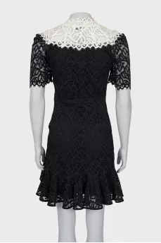 Black lace dress with white collar