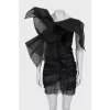 Silk dress decorated with rhinestones