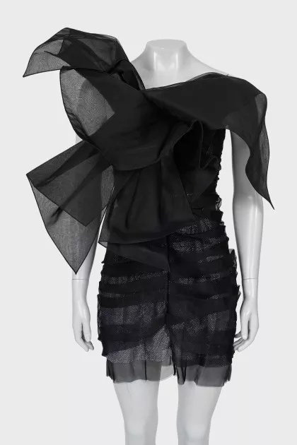 Silk dress decorated with rhinestones