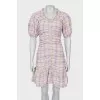 Plaid dress with draping