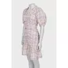 Plaid dress with draping
