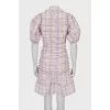 Plaid dress with draping