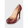 Red python leather shoes
