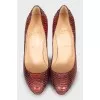 Red python leather shoes