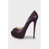 Purple leather open toe shoes