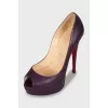 Purple leather open toe shoes