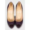 Purple leather open toe shoes
