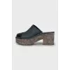 Leather clogs with heels