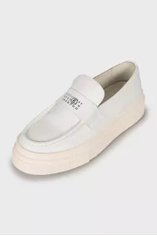 Leather platform loafers