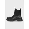 Black rubber boots