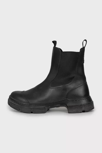 Black rubber boots
