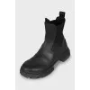 Black rubber boots