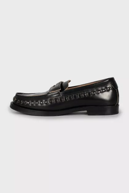Brown leather loafers