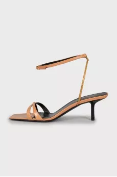 Brown leather heeled sandals