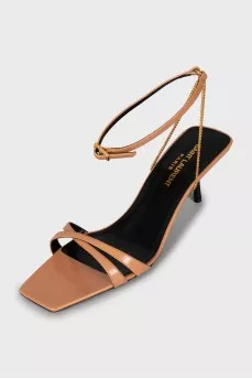 Brown leather heeled sandals