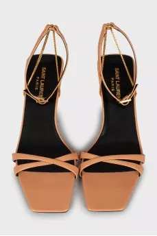 Brown leather heeled sandals