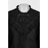 Black blouse with embroidery and frills