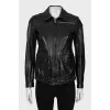 Straight cut leather jacket with zipper