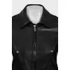 Straight cut leather jacket with zipper