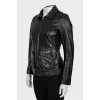 Straight cut leather jacket with zipper