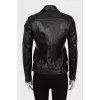 Straight cut leather jacket with zipper