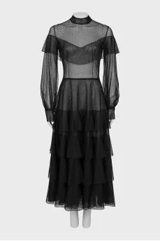 Fitted black mesh dress