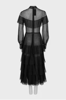 Fitted black mesh dress