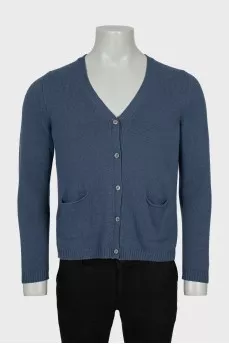 Men's blue button down cardigan