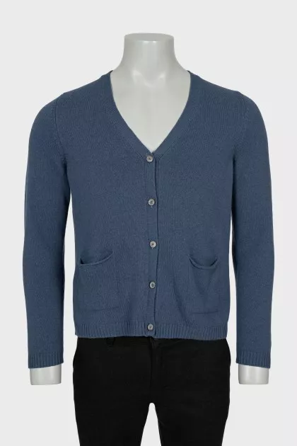 Men's blue button down cardigan