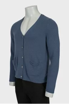 Men's blue button down cardigan