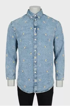 Men's embroidered shirt with tag