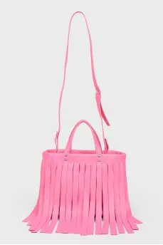 Pink bag with a fringe with a tag