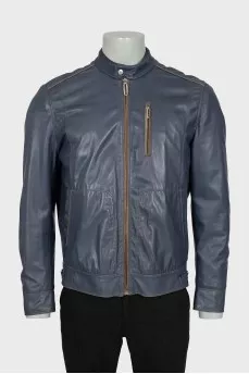 Men's grey leather jacket