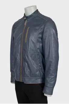 Men's grey leather jacket