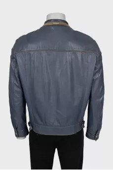 Men's grey leather jacket