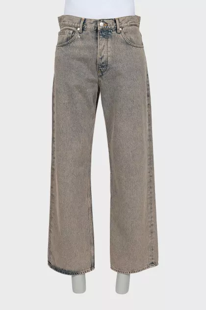 Wide leg jeans with buttons