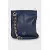 Blue leather bag with zipper